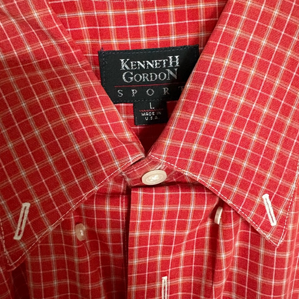 Kenneth Gordon New Orleans Red Checkered Button Down Shirt